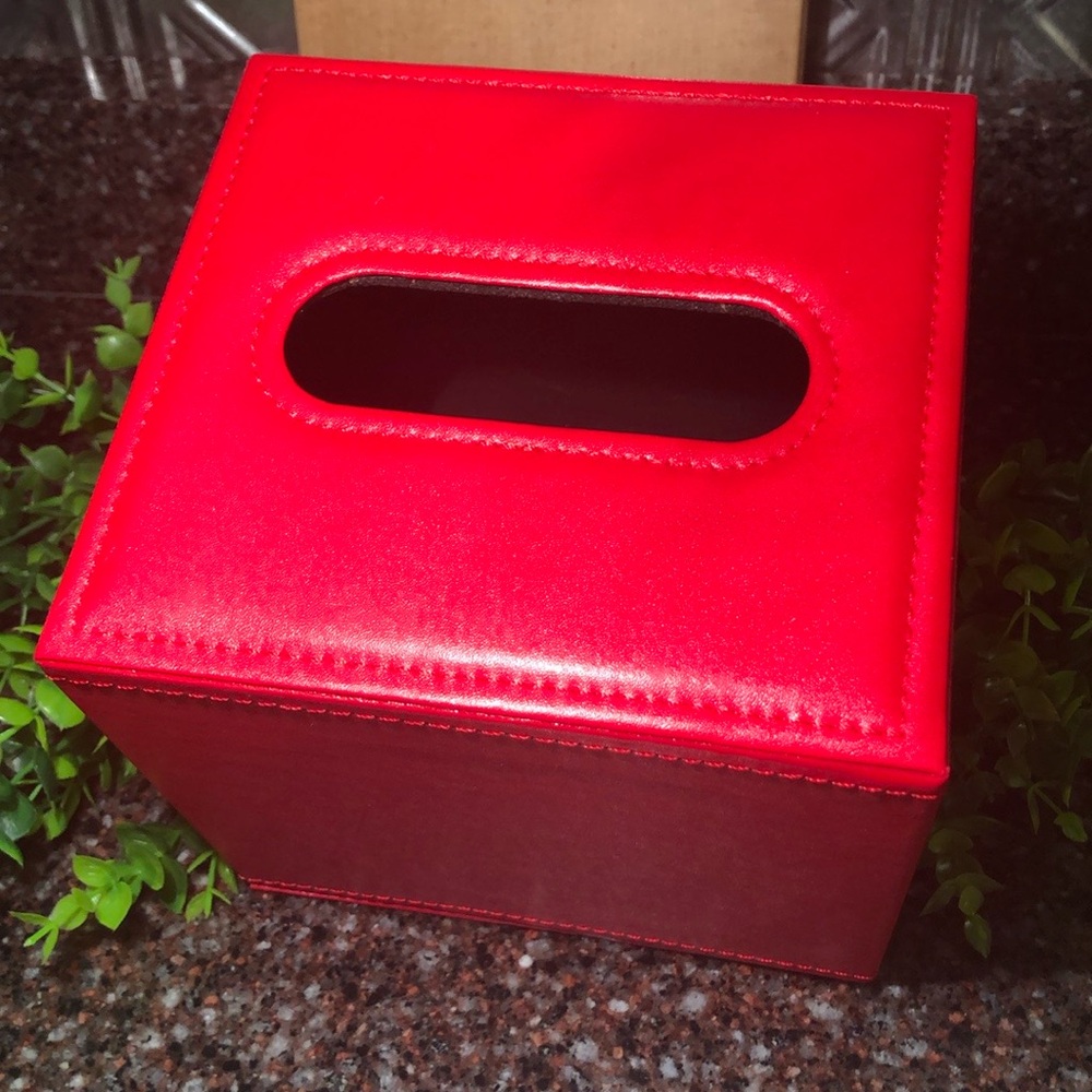 NWT Red Faux Leather Tissue box Multi Use Storage Box Magnetic Closure - Picture 13 of 15